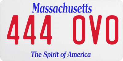 MA license plate 444OV0