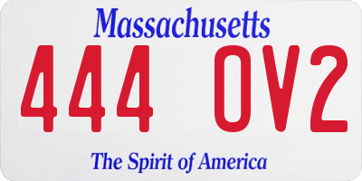 MA license plate 444OV2