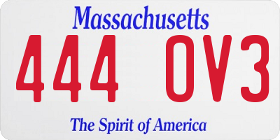 MA license plate 444OV3