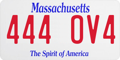 MA license plate 444OV4