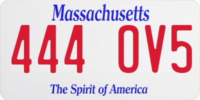 MA license plate 444OV5