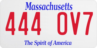 MA license plate 444OV7