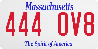 MA license plate 444OV8