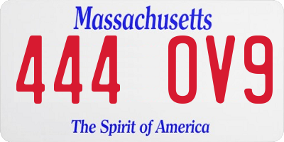MA license plate 444OV9