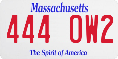 MA license plate 444OW2