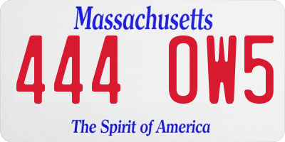 MA license plate 444OW5