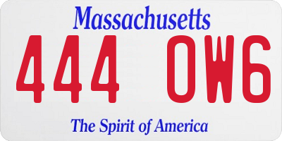 MA license plate 444OW6