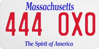 MA license plate 444OX0
