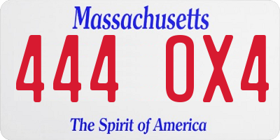 MA license plate 444OX4