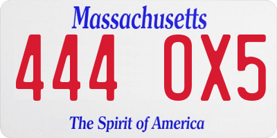 MA license plate 444OX5