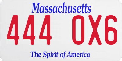 MA license plate 444OX6