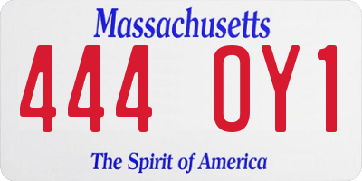 MA license plate 444OY1