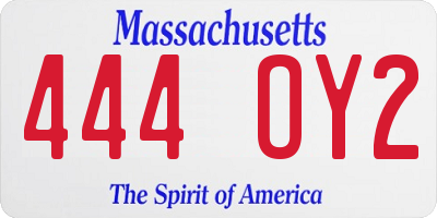 MA license plate 444OY2