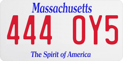MA license plate 444OY5