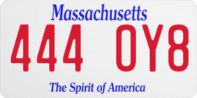 MA license plate 444OY8