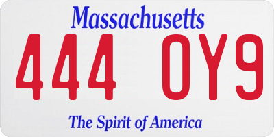 MA license plate 444OY9