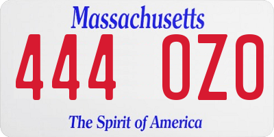 MA license plate 444OZ0
