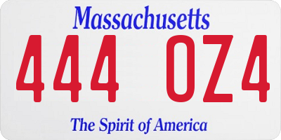 MA license plate 444OZ4