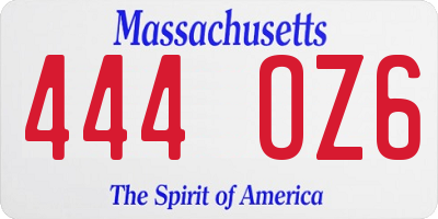 MA license plate 444OZ6