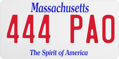 MA license plate 444PA0