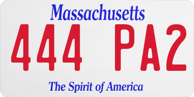MA license plate 444PA2