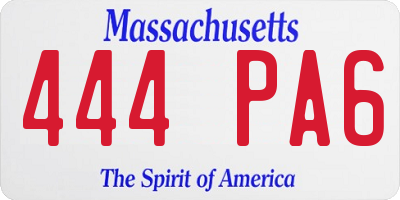 MA license plate 444PA6