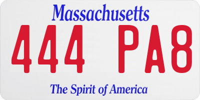 MA license plate 444PA8
