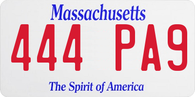 MA license plate 444PA9