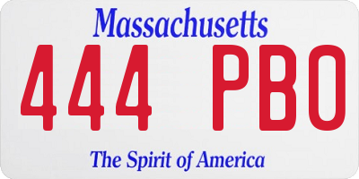 MA license plate 444PB0