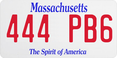 MA license plate 444PB6