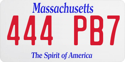 MA license plate 444PB7
