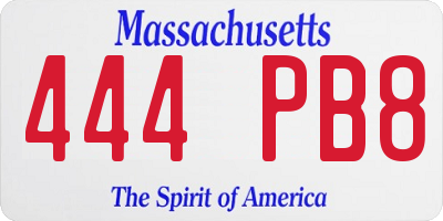 MA license plate 444PB8