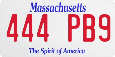 MA license plate 444PB9