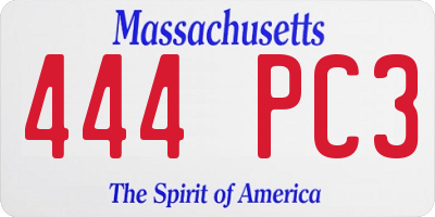MA license plate 444PC3