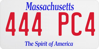 MA license plate 444PC4