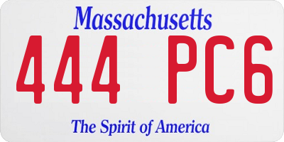 MA license plate 444PC6