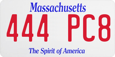 MA license plate 444PC8