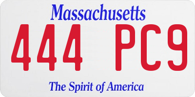 MA license plate 444PC9