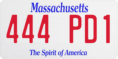 MA license plate 444PD1