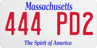 MA license plate 444PD2