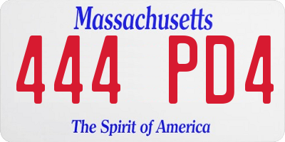 MA license plate 444PD4