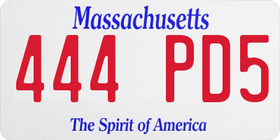MA license plate 444PD5