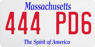 MA license plate 444PD6