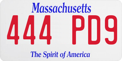 MA license plate 444PD9