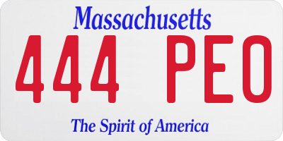 MA license plate 444PE0