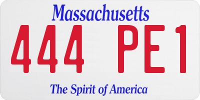 MA license plate 444PE1
