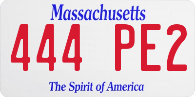MA license plate 444PE2