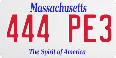 MA license plate 444PE3