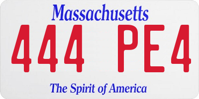 MA license plate 444PE4
