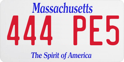 MA license plate 444PE5